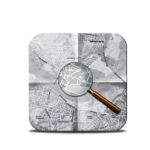 Map and Magnifying glass icon